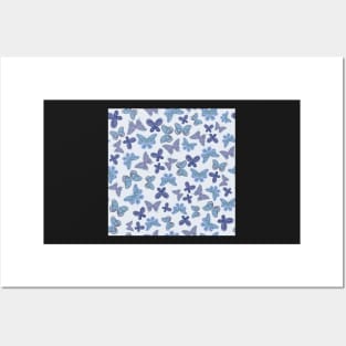 Blue butterfly pattern Posters and Art